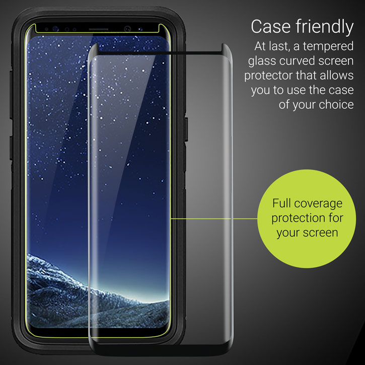 Olixar Galaxy S8 Plus Case Friendly Glass Screen Protector - Black